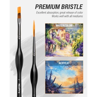 Nicpro 12 PCS Miniature Mode Paint Brush Set, Artist Painting Brushes Fine Detail & Dry for Painting Miniatures, Models, Figurines, Nail Art and Face Paintingcitadel and so on