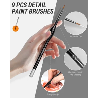 Nicpro 12 PCS Miniature Mode Paint Brush Set, Artist Painting Brushes Fine Detail & Dry for Painting Miniatures, Models, Figurines, Nail Art and Face Paintingcitadel and so on