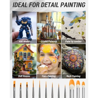 Nicpro 12 PCS Miniature Mode Paint Brush Set, Artist Painting Brushes Fine Detail & Dry for Painting Miniatures, Models, Figurines, Nail Art and Face Paintingcitadel and so on