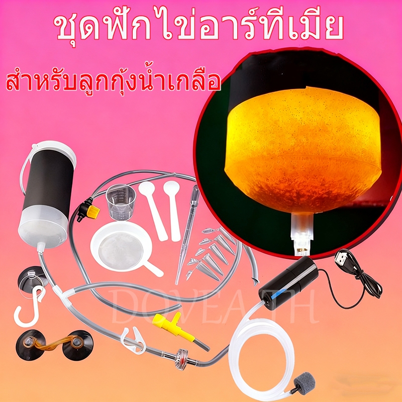 น้ําเกลือ ชุดตู้ฟักไข่กุ้ง อาหารปลา น้ําเกลือ ตู้ฟักไข่กุ้ง หลอดให้อาหารปลา ชุดอุปกรณ์เป่าไข่กุ้งน้ําเกลือ (ชุด 18 ชิ้น) ปลากัด ให้อาหารปลาเด็กและเยาวชน