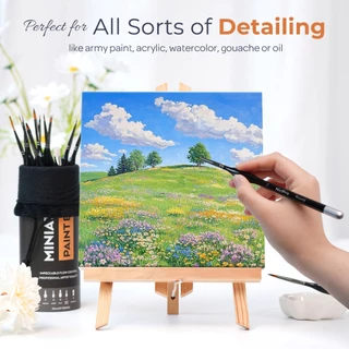 Nicpro 21 PCS Miniature Paint Brushes Drybrush - ชุดแปรงทาสีโมเดลสําหรับสีน้ําอะคริลิค, แปรงทาสีรายละเอียด แปรงแห้งสําหรับ Warhammer 40k, Citadel, โมเดล, DND Miniatures