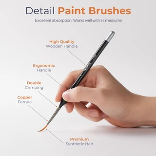 Nicpro 21 PCS Miniature Paint Brushes Drybrush - ชุดแปรงทาสีโมเดลสําหรับสีน้ําอะคริลิค, แปรงทาสีรายละเอียด แปรงแห้งสําหรับ Warhammer 40k, Citadel, โมเดล, DND Miniatures