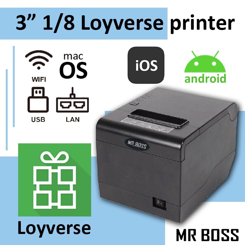 เครื่องพิมพ์ใบเสร็จความร้อน 3 1/8 80 มม. POS Cash Till Register พร้อม WiFi LAN สําหรับ Loyverse Grab