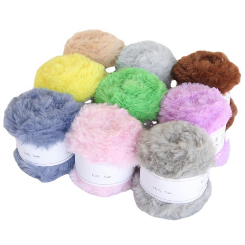 50g/ม้วนFaux Fur Fluffy Minkเส้นด้ายถักมือโครเชต์ขนสัตว์แคชเมียร์สําหรับเสื้อกันหนาวด้ายเสื้อผ้าเด็กผ้าพันคอหมวก