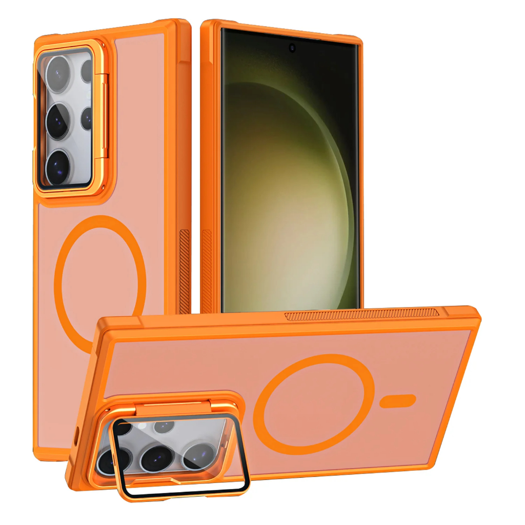 SAMSUNG เคสโทรศัพท์แม่เหล็กสําหรับSamsung S26 S25 FE S23 S24 FE S24 Ultra S25 Plus 5Gเลนส์กล้องขาตั้งขาตั้งปกแข็ง