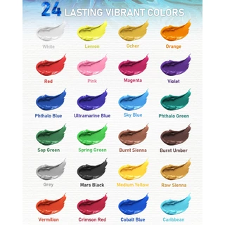 นิคโปร ชุดสีอะคริลิค,24/36สีด้วย12แปรงและจานสี,ชุดอุปกรณ์ศิลปะปลอดสารพิษสําหรับจิตรกรรมผ้า,ผ้าใบ,ดิน,ไม้,ร็อค&เซรามิก,ฟักทองฮาโลวีนเม็ดสีท