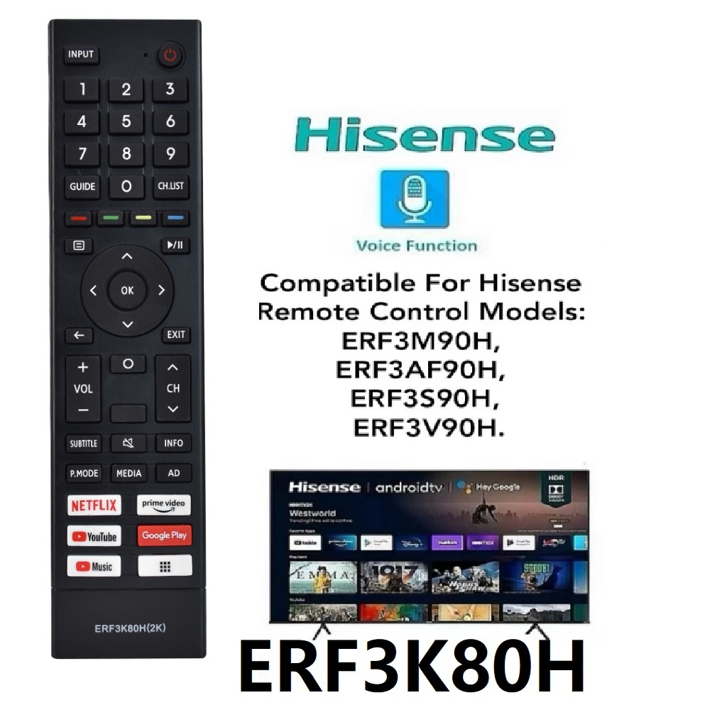 ใหม่เปลี่ยน ERF3K80H สําหรับ Hisense สมาร์ททีวีเสียงรีโมทคอนโทรล ERF3K80H