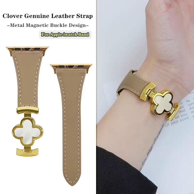 ประณีตโคลเวอร์สายหนังสําหรับ ฉันดู ชุด 11 10 9 ส8 7 6 กับ 5 4 3 42มม.46มม.45มม.41มม.44มม.40มม.38มม.โลหะโคลเวอร์แม่เหล็กหัวเข็มขัดออกแบบสายรัดสุภาพสตรีสายรัดข้อมือ