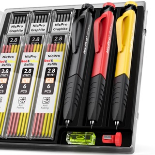 ชุดดินสอช่างไม้ นิคโปร 3 ชิ้น, ดินสอช่างไม้กล 2.8 มม. พร้อมไ…