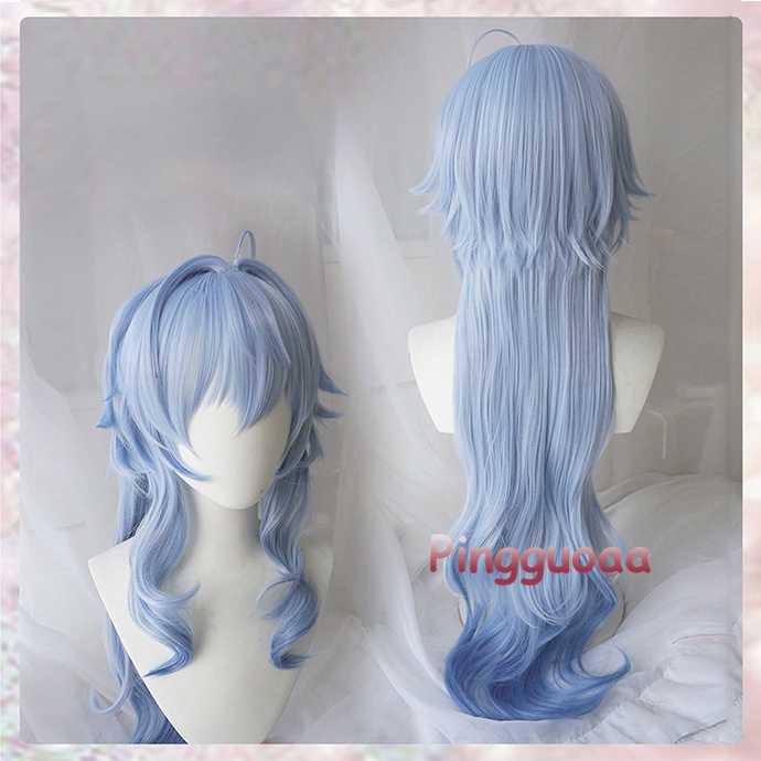 Genshin Impact Ganyu คอสเพลย์วิกผม 95 ซม.ยาว Blue Gradient Wigs ความร้อนทนผมสังเคราะห์