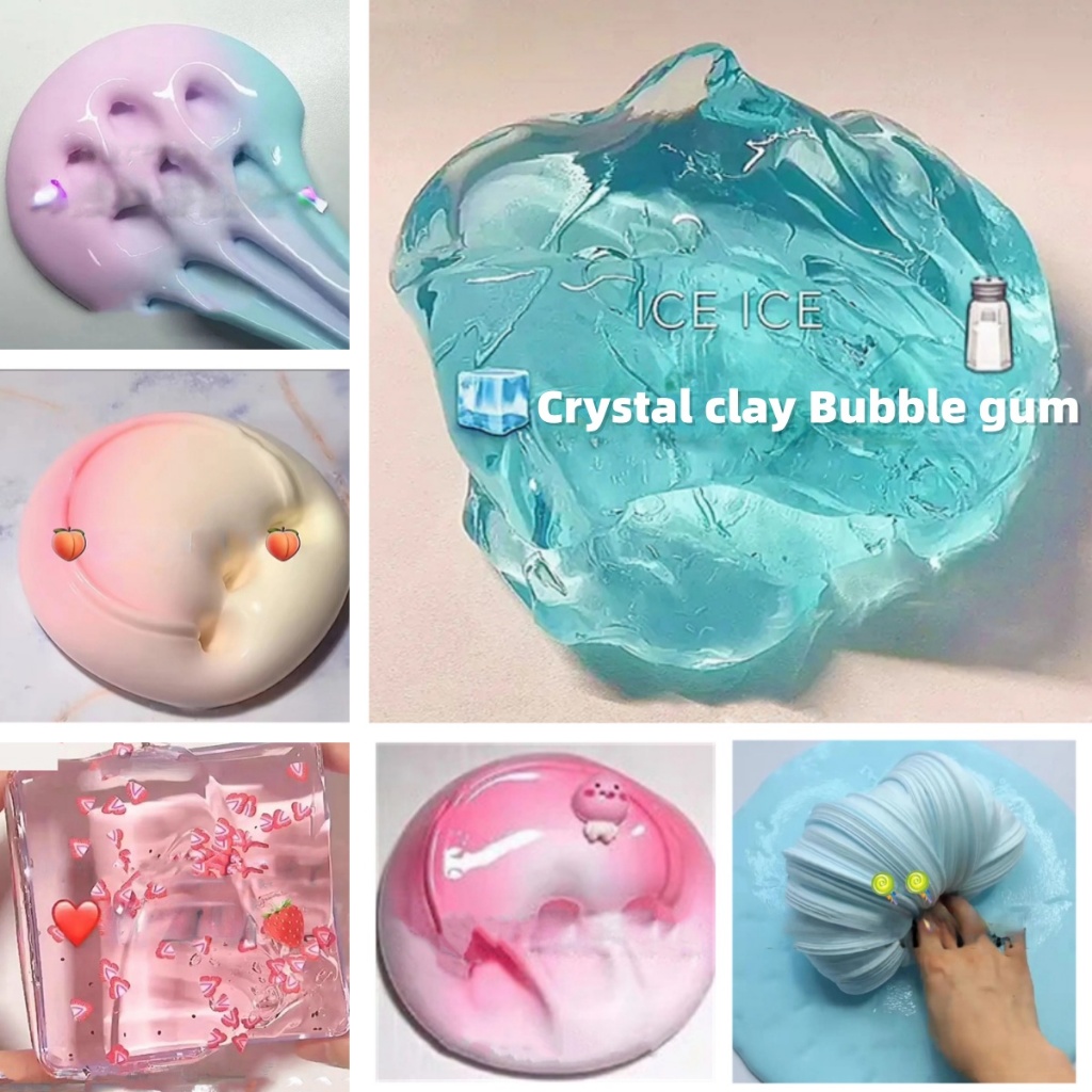 60ml น่ารักสี Scented Slime Slime ของเล่นสนุก Slime ของเล่น,ปลอดภัย,ปลอดสารพิษและ Healthy Foaming กาว Foaming กาว,ยิ่งคุณเล่น,ขนาดใหญ่คริสตัล Decompression ICECUBES