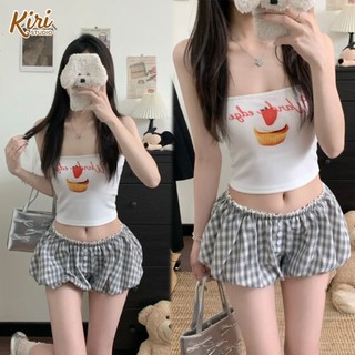 เสื้อครอป เกาะอก หวานซ่อนเปรี้ยว สีขาว สไตล์สาวฮอต#202418
