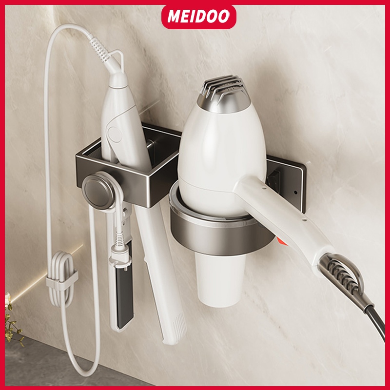 MEIDOO ชั้นวางของในห้องน้ําอลูมิเนียมเหมาะสําหรับการจัดเก็บเครื่องเป่าผมและเครื่องหนีบต่างๆ