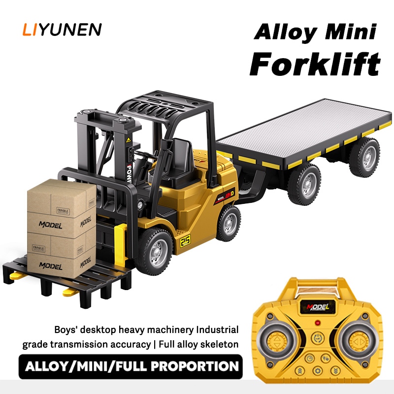 1/64 ขนาดเล็ก RC รถยก True Lift-down-roate กับด้านหลัง Cargo Hopper 2.4GHz Mini รีโมทคอนโทรลครบชุดรถยกรถรุ่นของเล่น