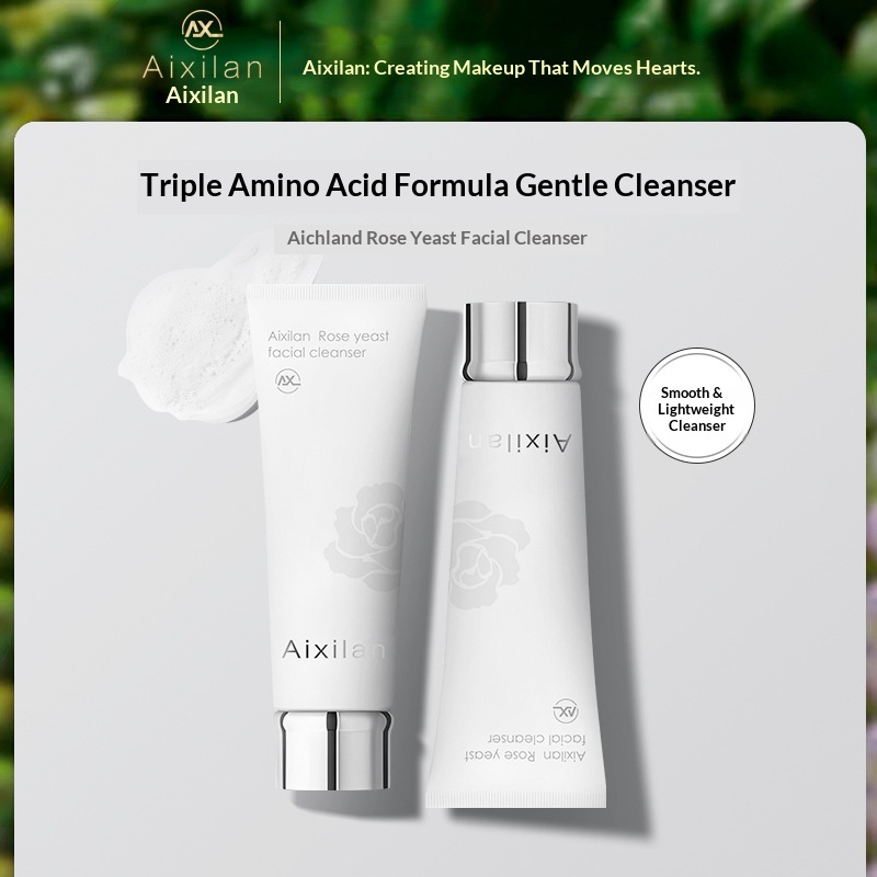 ของแท้100% Aixilan 120g  Rose Yeast Facial Cleanser Deep Cleansing Oil Control Purifying Pores Amino