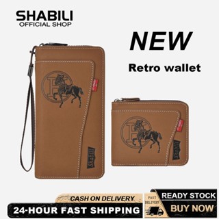 SHABILI Wallet กระเป๋าสตางค์ผู้ชายสไตล์ยาว + สั้นลายม้าแฟชั่…