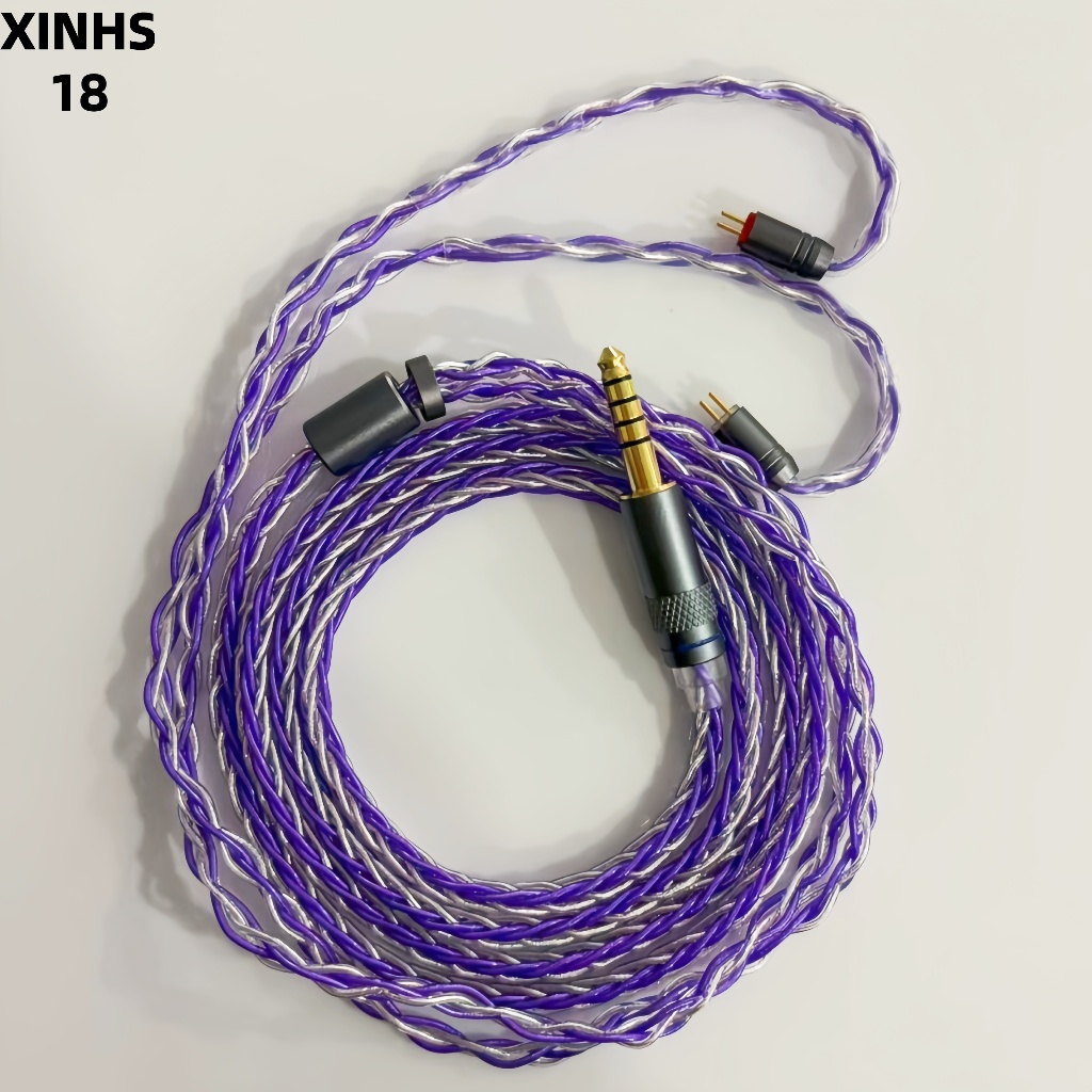 XINHS18 8-strand 6N purple silver single crystal copper silver plated headphone cable compatible wit
