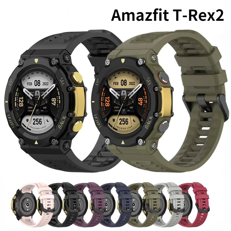 สายกีฬาสําหรับ Huami Amazfit T-Rex2 T-Rex 2 สายรัดข้อมือทดแทนสร้อยข้อมือสายรัดซิลิโคน