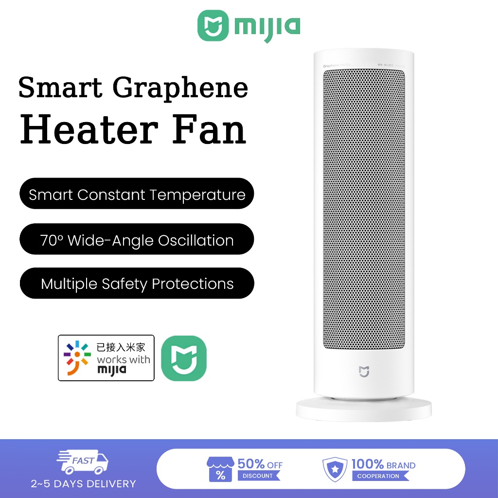 Xiaomi Mijia พัดลมเครื่องทําความร้อนไฟฟ้าแบบพกพา 2000W High Power Overheat Tip-Over Protection เครื่องทําความร้อนเงียบ