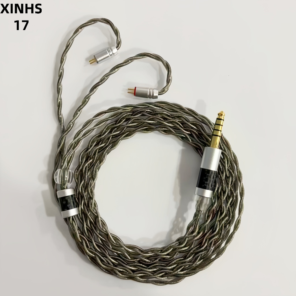 XINHS17 4-strand 6N single crystal copper silver plated HIFI earphone upgrade cable suitable for 0.7