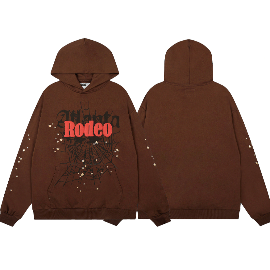 แฟชั่น SP5DER เสื้อฮู้ดพิมพ์ลายแมงมุม