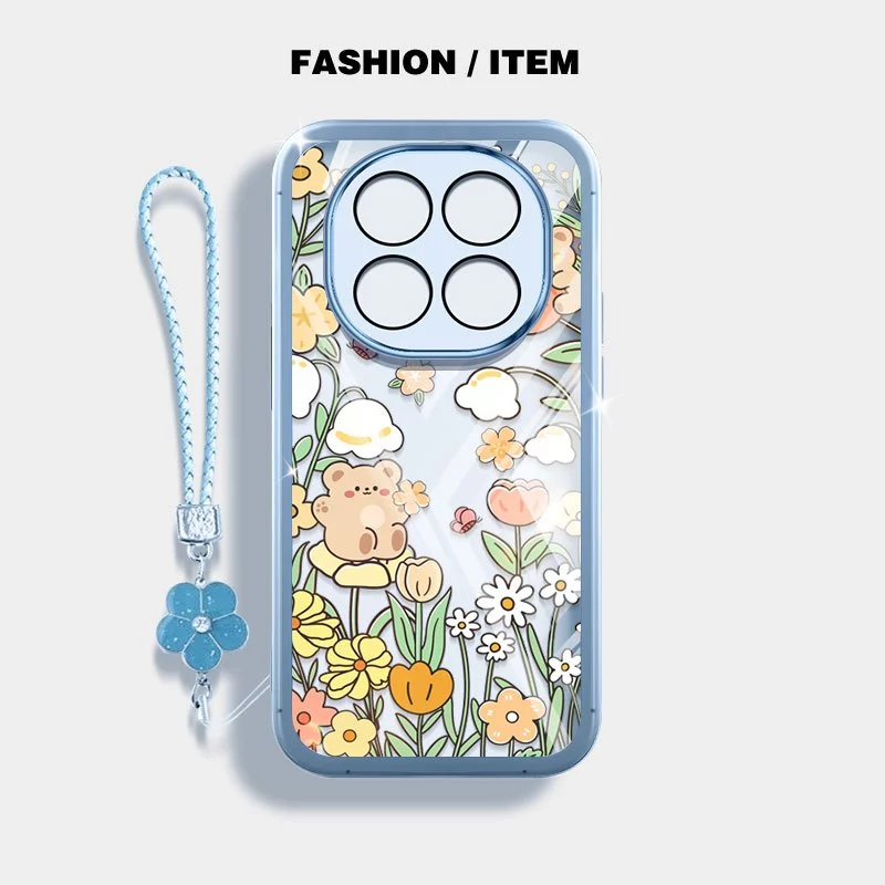 VRQR สําหรับ Xiaomi Redmi Note 15 Pro Plus หมายเหตุ 15 Pro + 5G 4G Poco M8 Pro 5G สีเขียวป่าใสกันกระแทกเคสโทรศัพท์พร้อมเชือกดอกไม้