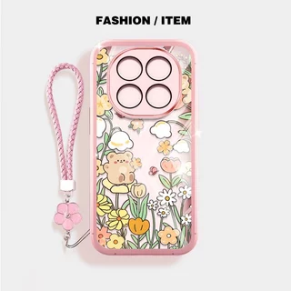 VRQR สําหรับ Xiaomi Redmi Note 15 Pro Plus หมายเหตุ 15 Pro + 5G 4G Poco M8 Pro 5G สีเขียวป่าใสกันกระแทกเคสโทรศัพท์พร้อมเชือกดอกไม้