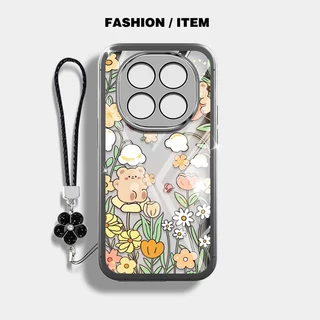 VRQR สําหรับ Xiaomi Redmi Note 15 Pro Plus หมายเหตุ 15 Pro + 5G 4G Poco M8 Pro 5G สีเขียวป่าใสกันกระแทกเคสโทรศัพท์พร้อมเชือกดอกไม้