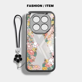 VRQR สําหรับ Xiaomi Redmi Note 15 Pro Plus หมายเหตุ 15 Pro + 5G 4G Poco M8 Pro 5G สีเขียวป่าใสกันกระแทกเคสโทรศัพท์พร้อมเชือกดอกไม้