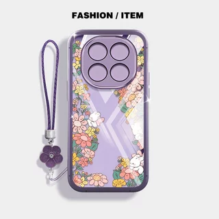 VRQR สําหรับ Xiaomi Redmi Note 15 Pro Plus หมายเหตุ 15 Pro + 5G 4G Poco M8 Pro 5G สีเขียวป่าใสกันกระแทกเคสโทรศัพท์พร้อมเชือกดอกไม้