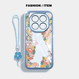 VRQR สําหรับ Xiaomi Redmi Note 15 Pro Plus หมายเหตุ 15 Pro + 5G 4G Poco M8 Pro 5G สีเขียวป่าใสกันกระแทกเคสโทรศัพท์พร้อมเชือกดอกไม้