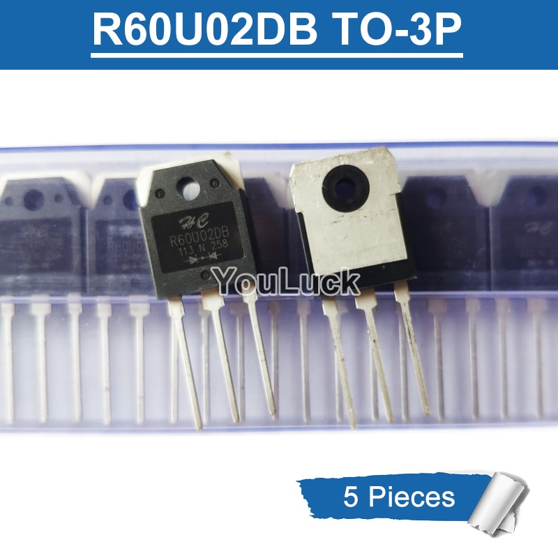 5 ชิ้น R60U02DB TO-3P 60A/200V การกู้คืนอย่างรวดเร็วไดโอดใหม่เดิม