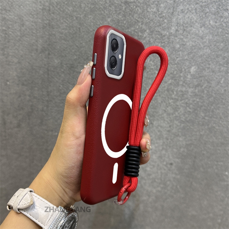 กรณีสําหรับ Samsung A05 A06 A07 หนังระดับไฮเอนด์พื้นผิวเคสโทรศัพท์แม่เหล็กความงาม anti drop ออกแบบฟรีประณีตแขวนเชือก