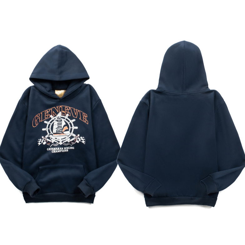 Niche RHUDE Loose Retro Hoodie สเวตเตอร์ฮู้ดสำหรับทั้งผู้ชายและผู้หญิง