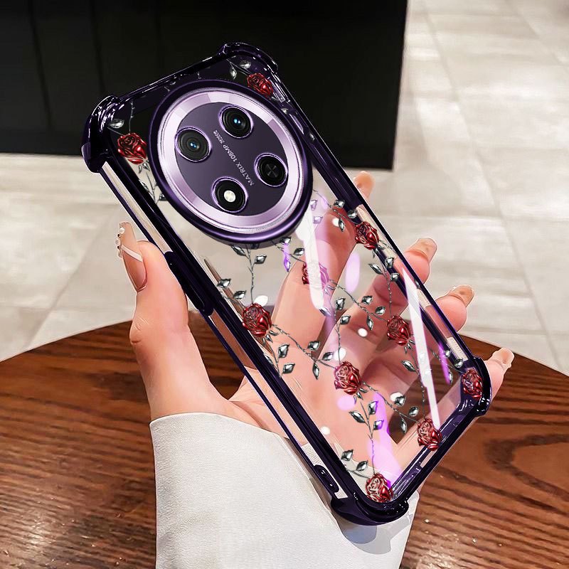 YBD เคสโทรศัพท์สําหรับ Honor X9D X9C 5G Magic 7 Lite Clear Rhinestone Rose Snowflake Deer Anti Fall Shell