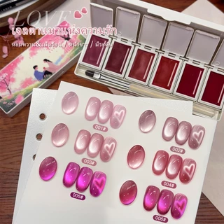MORDDA-Rose Pink Cats Eye Gel ชุดยาทาเล็บ 6 สี Lasting Shining เหมาะสําหรับร้านทําเล็บ
