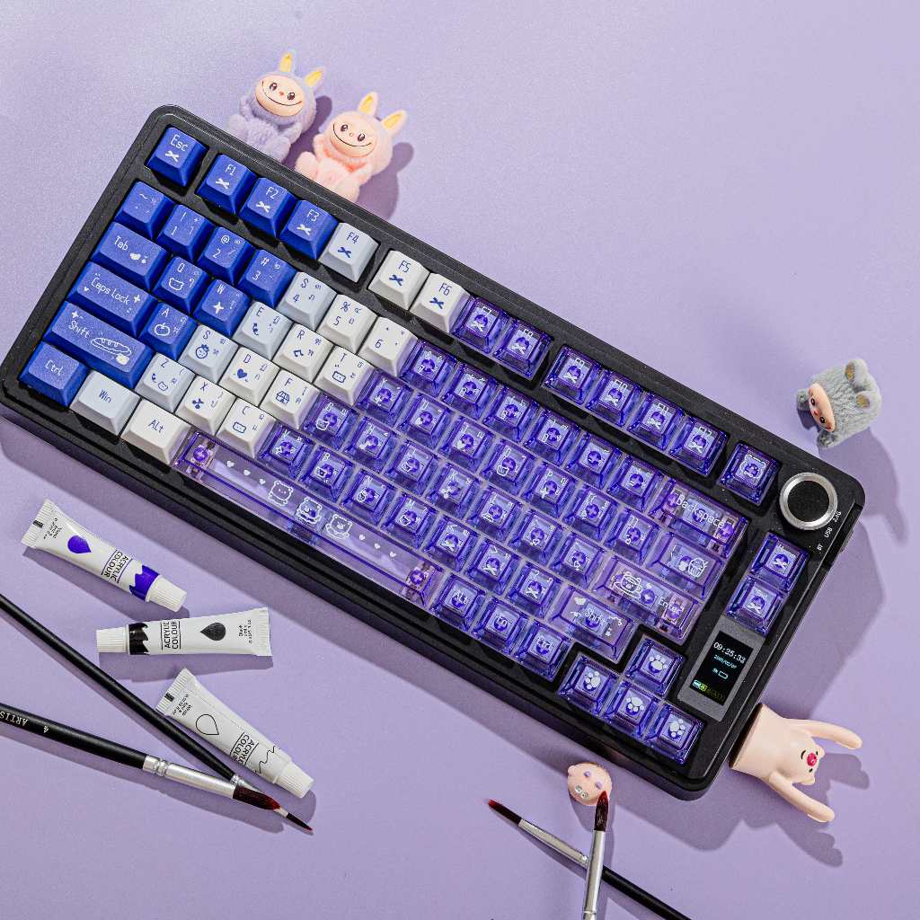 ภาษาไทยลูกอมมิ้นต์สีม่วงข้อความเหมือนกับไล่โทนสีโปร่งใสแป้นพิมพ์เครื่องกลข้อความเหมือนกับโปรไฟล์เชอร์รี่การปรับแต่งครบชุด พีบีที + พีซี - รูปที่ 3