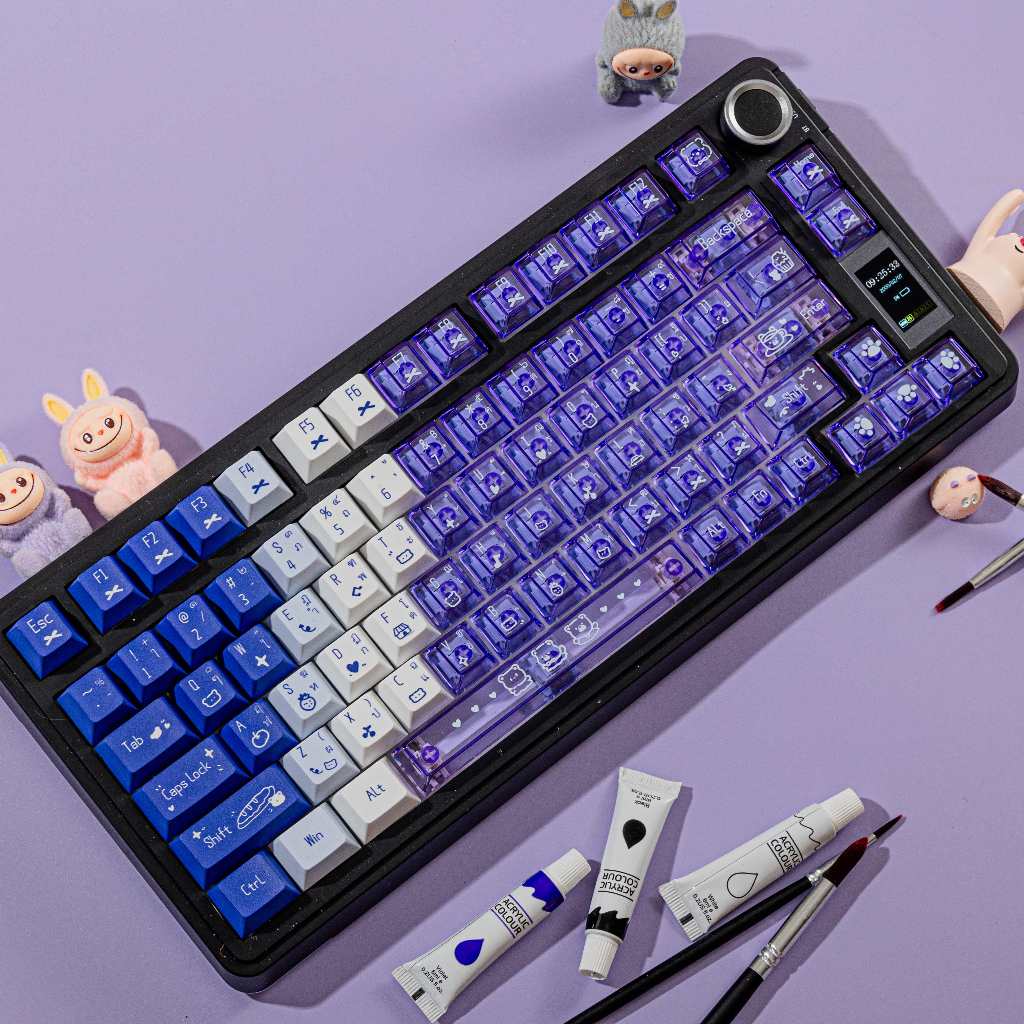 ภาษาไทยลูกอมมิ้นต์สีม่วงข้อความเหมือนกับไล่โทนสีโปร่งใสแป้นพิมพ์เครื่องกลข้อความเหมือนกับโปรไฟล์เชอร์รี่การปรับแต่งครบชุด พีบีที + พีซี - รูปที่ 2