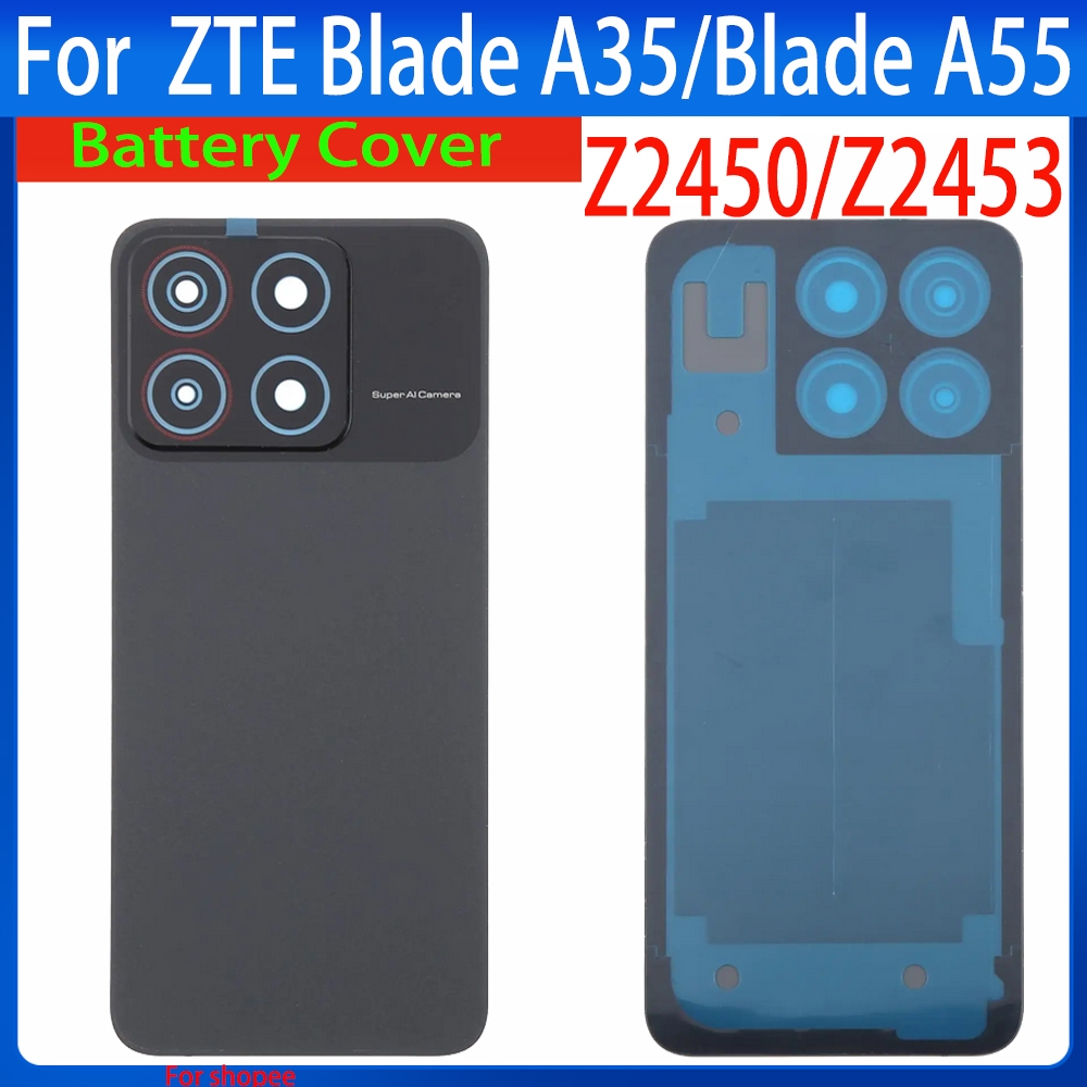 สําหรับ ZTE Blade A35 Z2453 แบตเตอรี่ปกหลังโทรศัพท์ฝาครอบด้านหลังพร้อมกล้องเลนส์ซ่อมเปลี่ยนสําหรับ Z