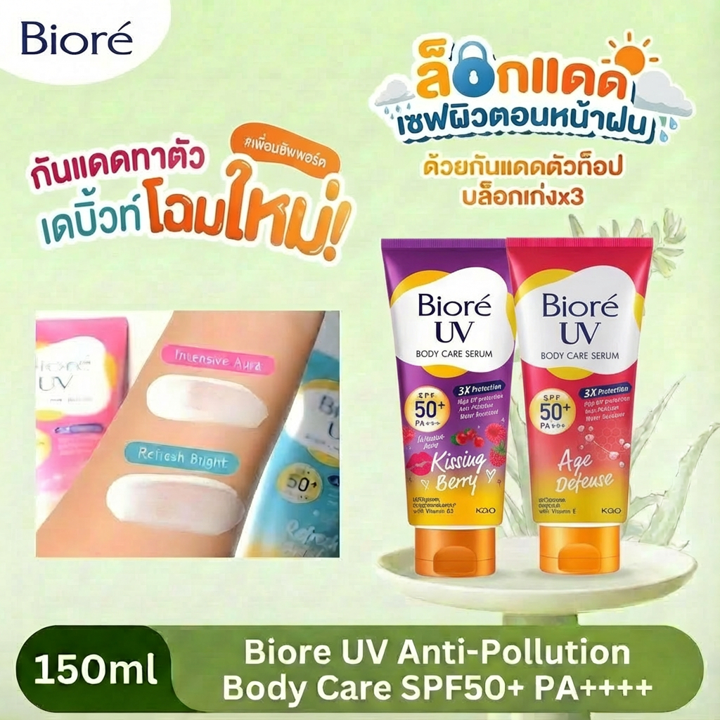 Biore UV Anti-Pollution Body Care Serum SPF50+/PA+++ 150ml บิโอเร ยูวี บอดี้แคร์ เซรั่ม อินเทนซีฟ ออ