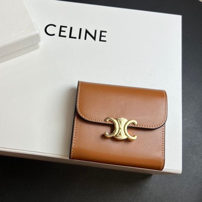 [พร้อมกล่อง] CELINE กระเป๋าสตางค์สองพับสไตล์ใหม่ กระเป๋าสตางค์เดินทางคุณภาพสูง