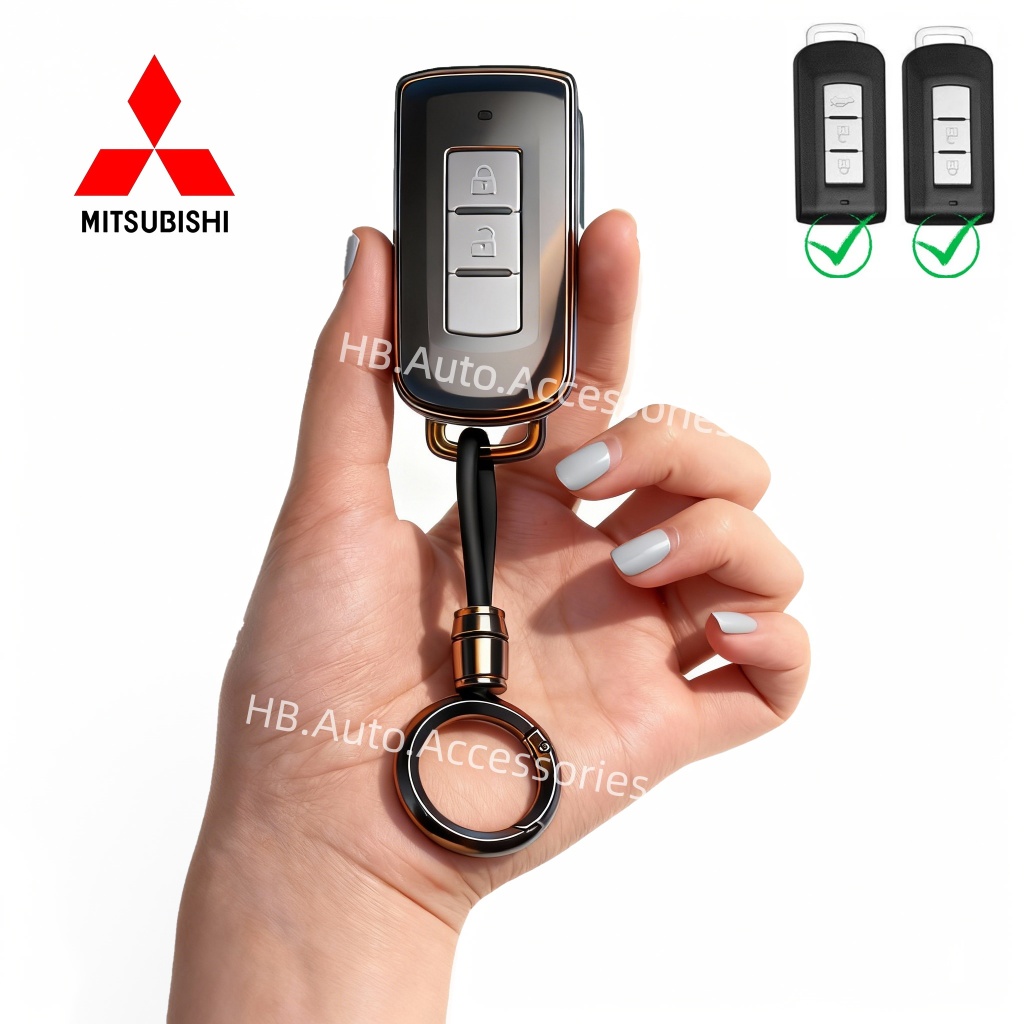 ปลอกกุญแจ Mitsubishi ที่ใส่พวงกุญแจ Mitsubishi Mirage G4 Triton Mirage/Attrage Xpander Pajero Sport Montero Sport Strada Outlander PHEV หนังโลหะพวงกุญแจรถอุปกรณ์เสริม