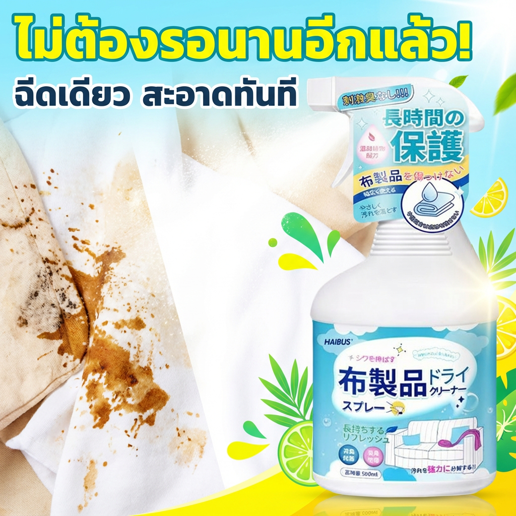 ผ้าไร้คราบ สะอาดชัดเจน! ทำความสะอาดโซฟา โฟมซักพรม น้ำยาทำความสะอาดโซฟา ทำความสะอาดเบาะผ้ 500ml