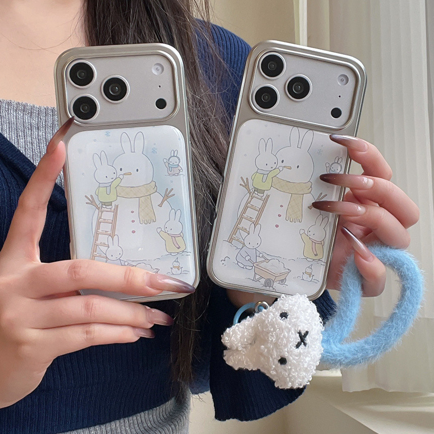 สําหรับIphone Case 17 Pro Max 16 Pro Max 15 Pro Max Electroplated Snowmanเคสโทรศัพท์