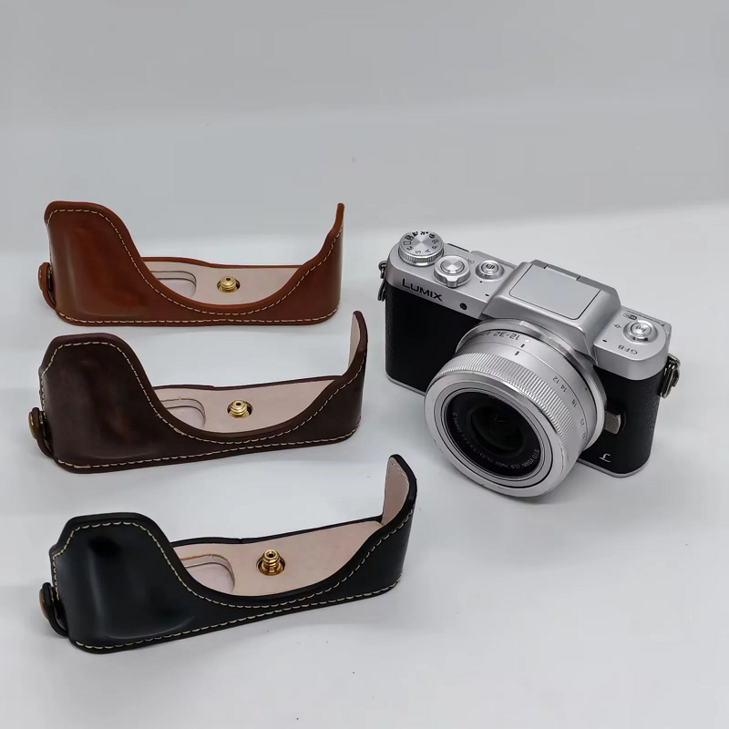 กระเป๋ากล้อง Fashional สําหรับ Panasonic Lumix GF9 GF8 GF7 หนังครึ่งชุดแบตเตอรี่เปิด