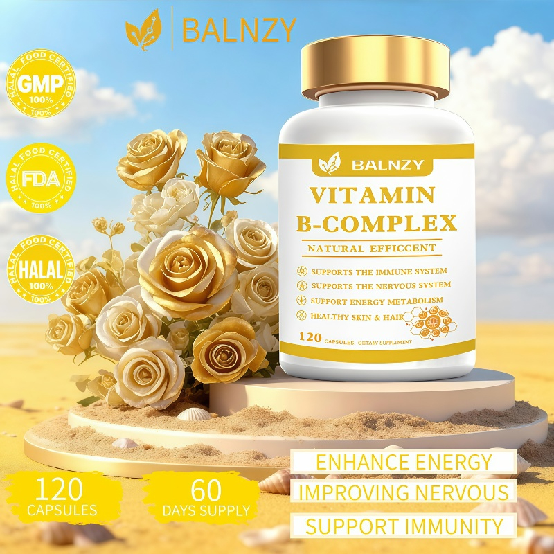 Balnzy วิตามินบีคอมเพล็กซ์แคปซูล B1 B2 B3 B5 B6 B7 B9 B12 สําหรับรองรับระบบภูมิคุ้มกันปรับปรุงระบบประสาทและเสริมพลังงาน