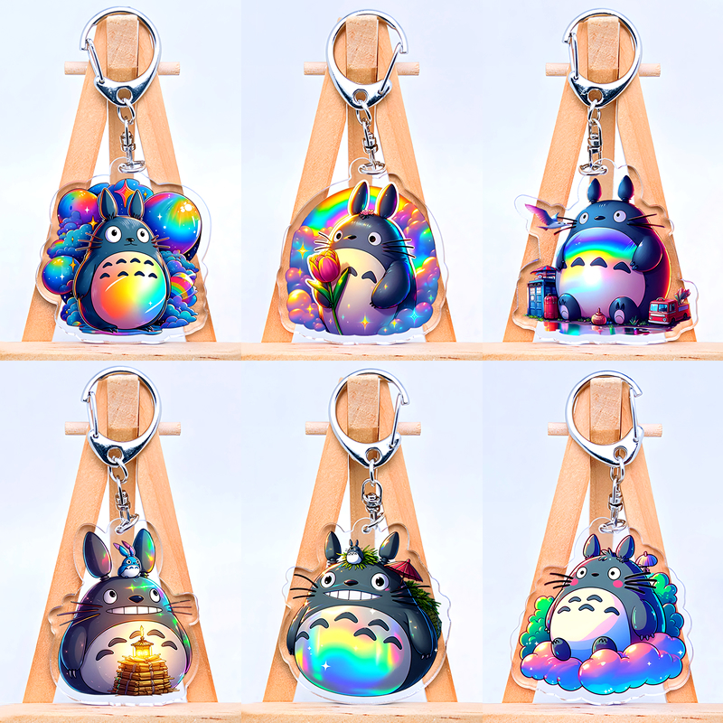 My Neighbor Totoro พวงกุญแจ 7 รูปแบบอุปกรณ์เสริมอะนิเมะอะคริลิคสองด้านการ์ตูน Totoro พวงกุญแจ