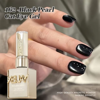 XEIJAYI 15ml ยาทาเล็บเจลตาแมวไข่มุกสีดําสไตล์ใหม่เหมาะสําหรับร้านทําเล็บและครอบครัว DIY