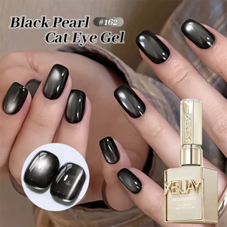 XEIJAYI 15ml ยาทาเล็บเจลตาแมวไข่มุกสีดําสไตล์ใหม่เหมาะสําหรับร้านทําเล็บและครอบครัว DIY