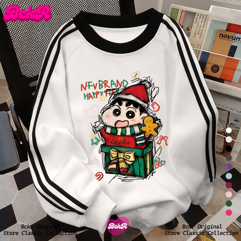 【จัดส่งตลอด24ชั่วโมง】🔥BCKR Christmas🎅🏻วันคริสต์มาส เสื้อชินจัง เสื้อผญ เสื้อ🎄oversizeสเวตเตอร์YG1128